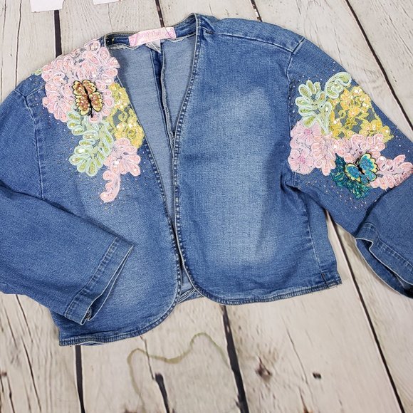 Sassy Thai Jackets & Blazers - Vintage Sequin & Lace Embellished Crop Jacket